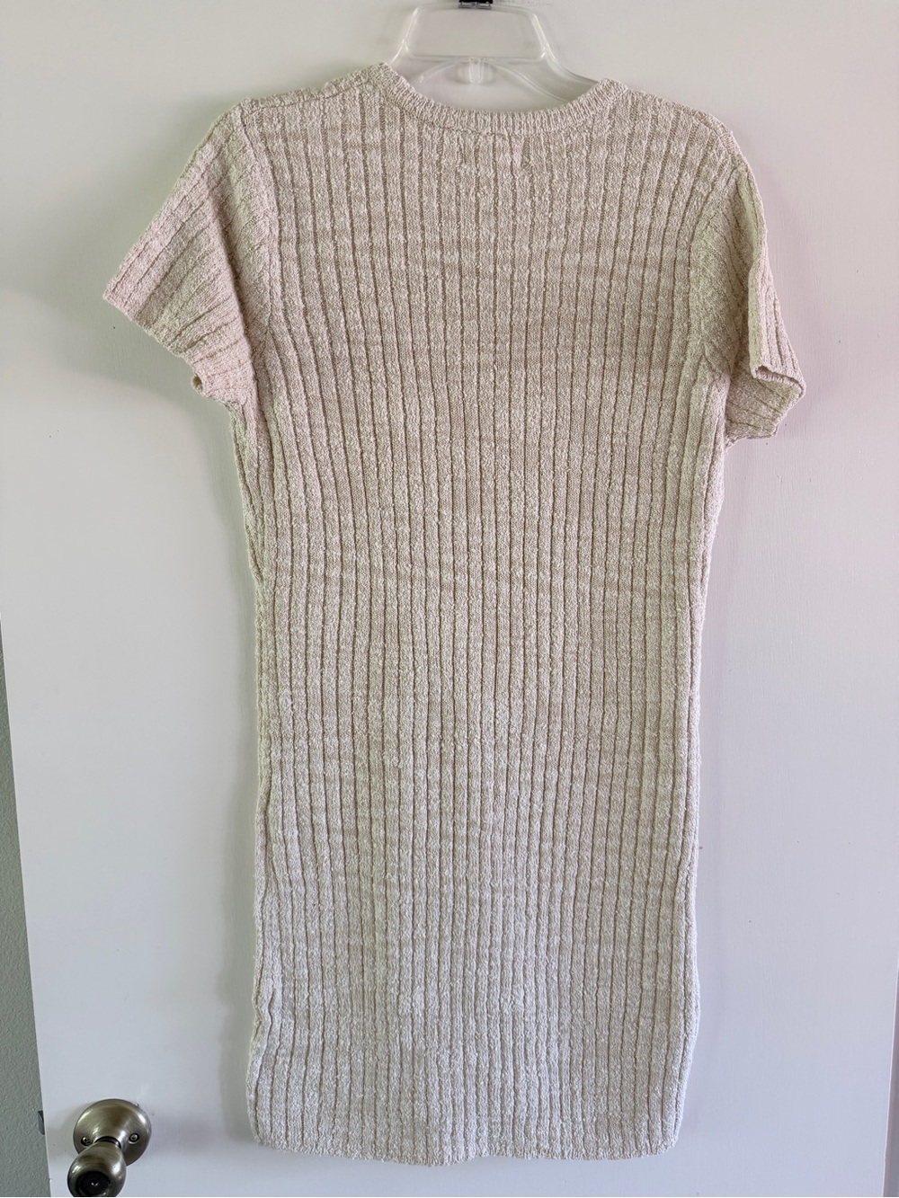 Universal Thread Cream Ribbed Short-Sleeve Mini Dress - Picture 5 of 7